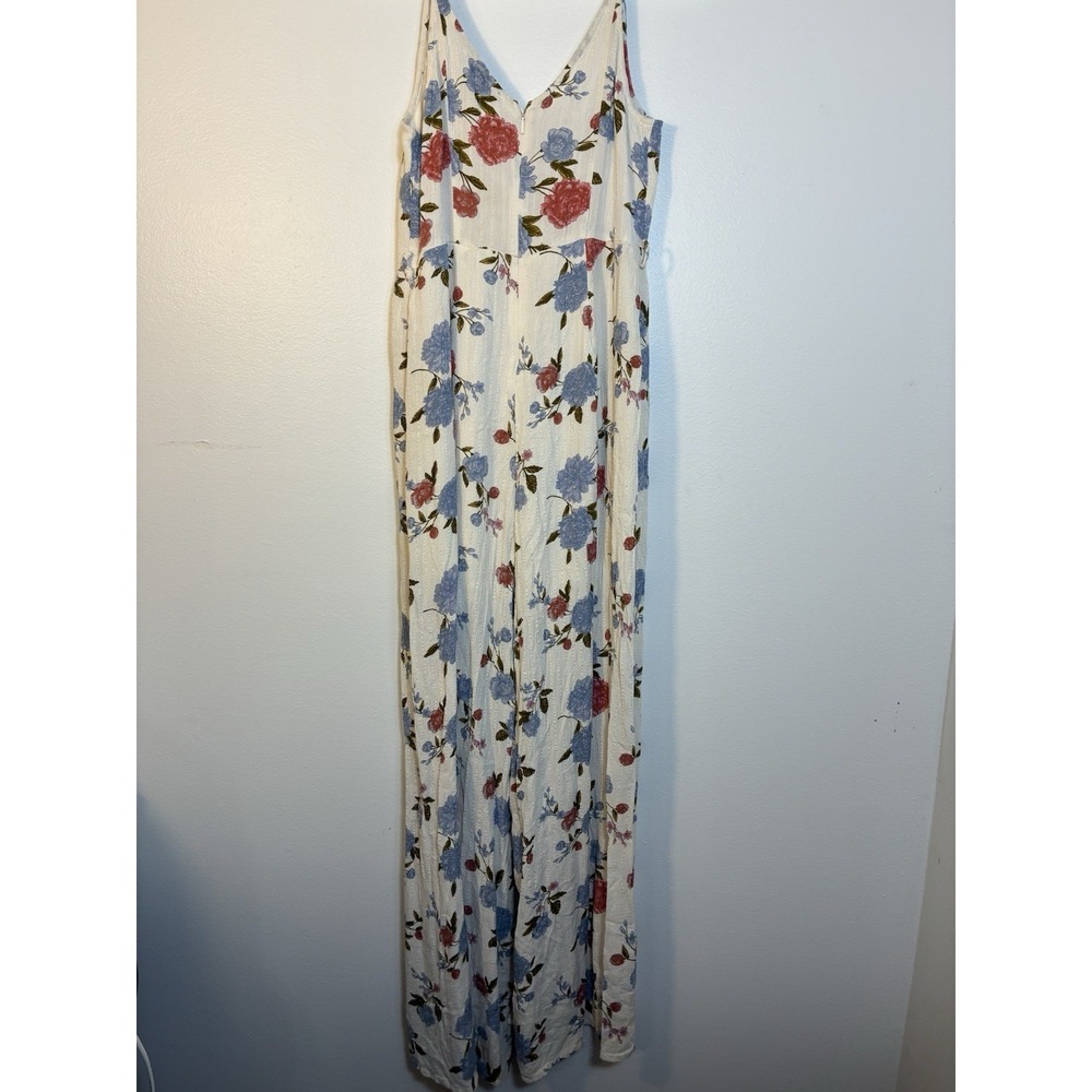 American Eagle Outfitters Cream & Floral Tulip Leg Jumpsuit‎ Women's Size 4 Boho - Picture 6 of 11